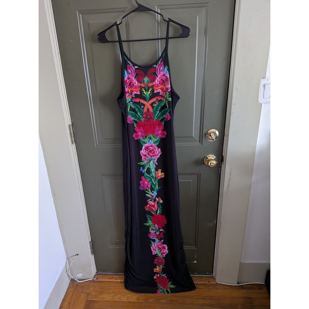 AFRM Ashlyn Mesh Maxi Dress Black Floral Graphic XL - Picture 8 of 9
